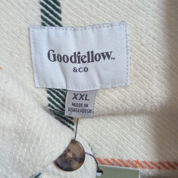 Goodfellow & Co Men's Plaid Jacket Shacket Sz XXL Cream Color M-010 - Picture 5 of 10